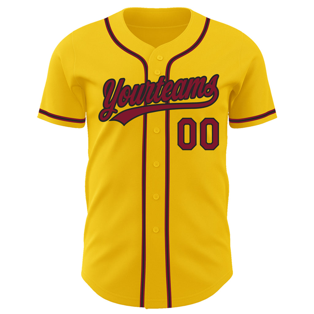 Custom Yellow Crimson-Black Authentic Baseball Jersey