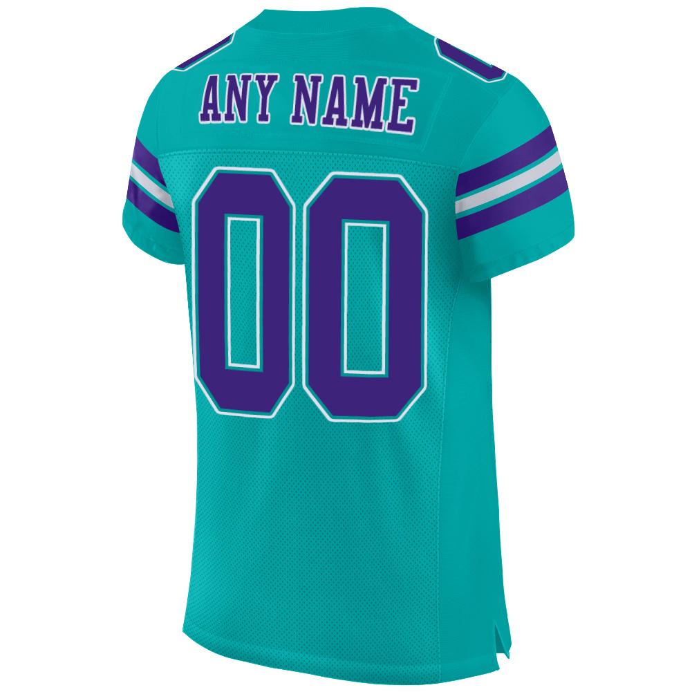 Custom aqua purple-white mesh authentic football jersey with free shipping0