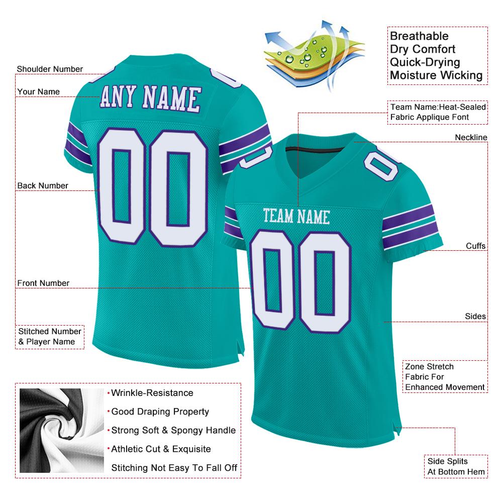 Custom Aqua White-Purple Mesh Authentic Football Jersey1