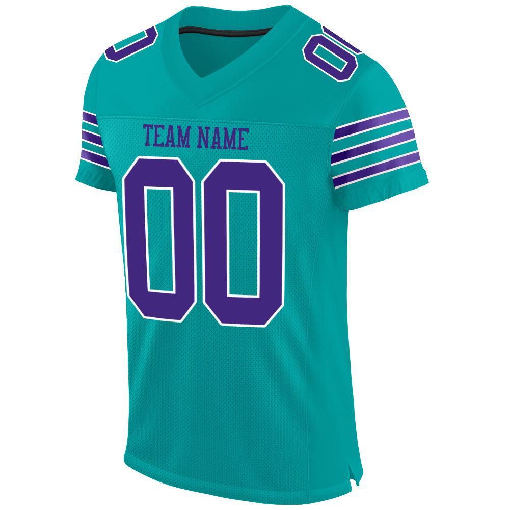 Custom aqua purple-white mesh authentic football jersey1