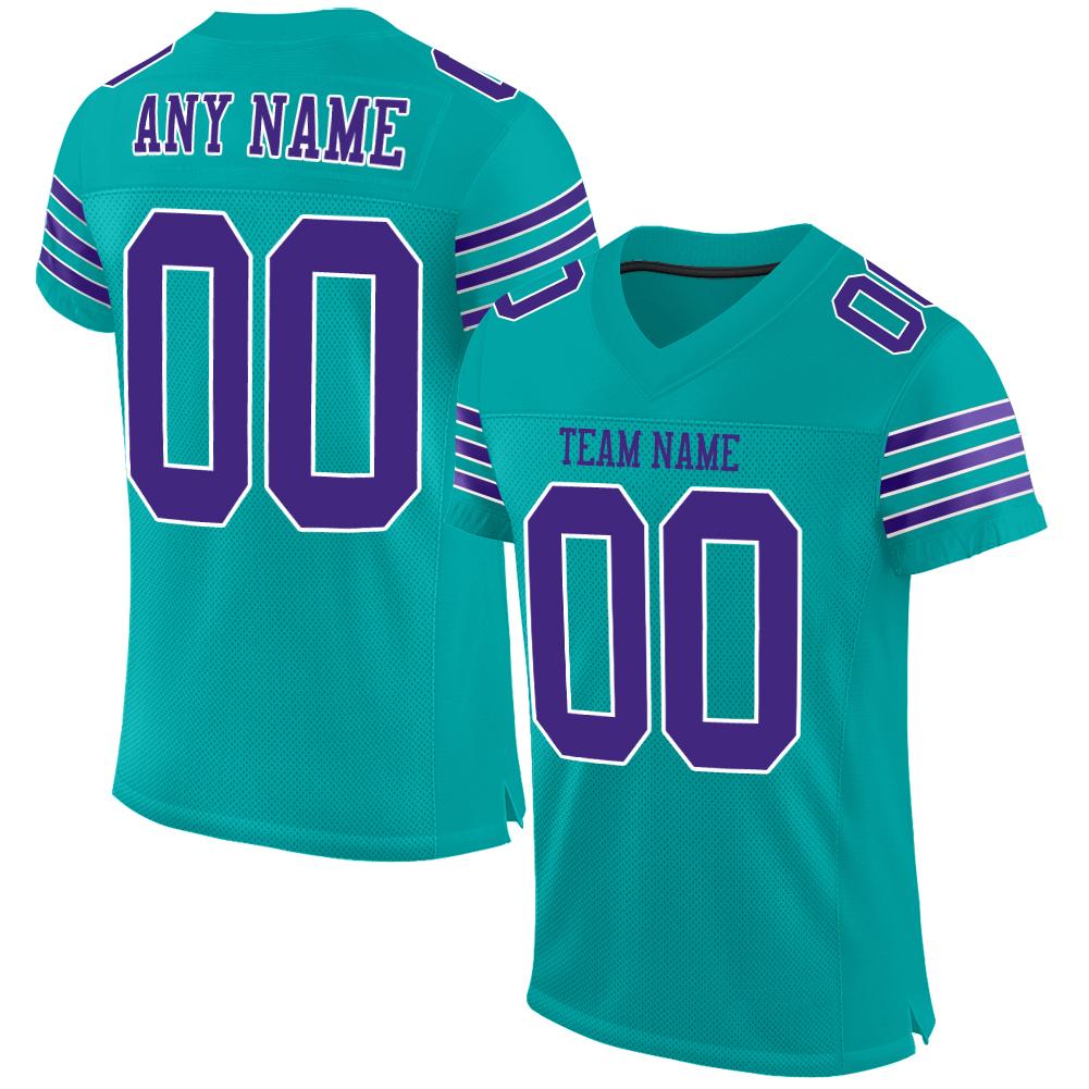 Custom aqua purple-white mesh authentic football jersey3