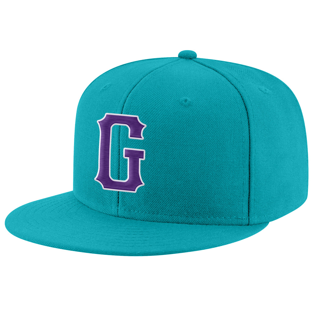 Custom aqua purple white hat jersey with stitched details and free shipping2