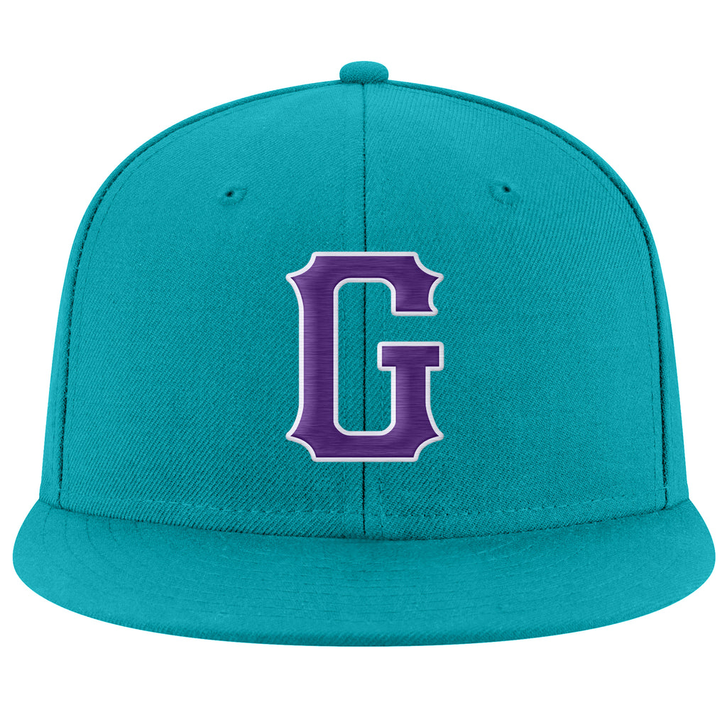 Custom aqua purple white hat jersey with stitched details and free shipping3
