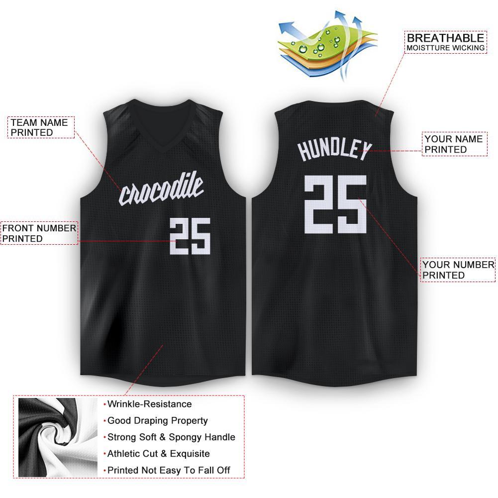 Custom Black White V-Neck Basketball Jersey