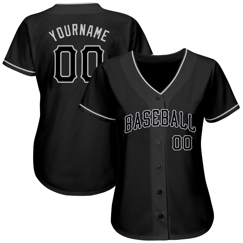 Custom Black Black-Gray Authentic Baseball Jersey