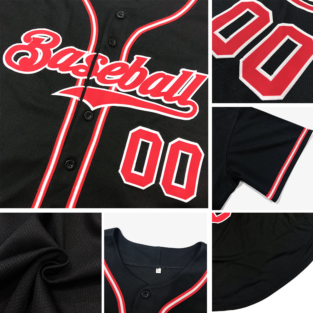 Custom Black Crimson-City Cream Authentic Baseball Jersey