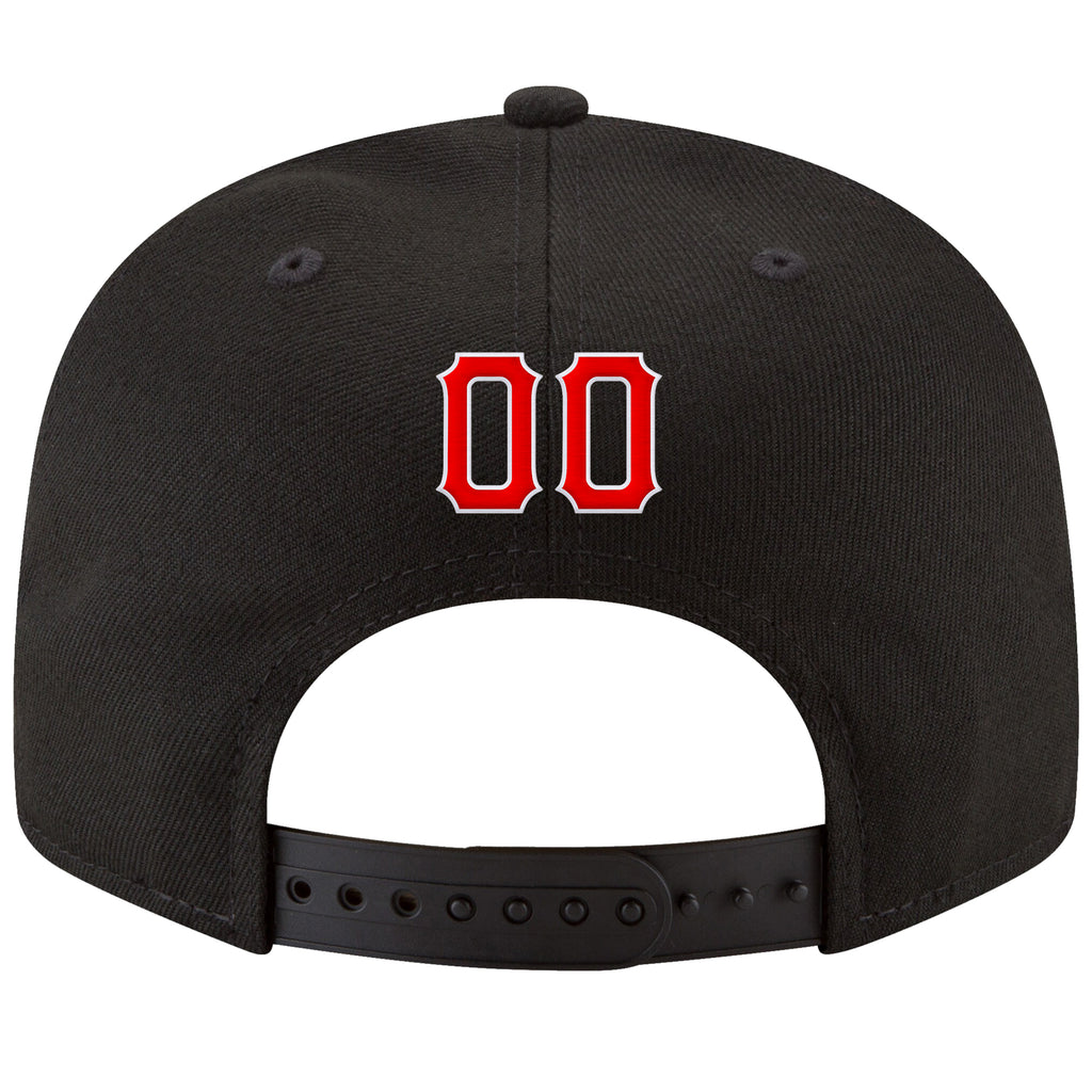 Custom Black Red-White Stitched Adjustable Snapback Hat