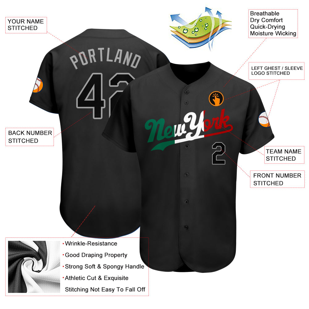 Custom Black Black-Kelly Green Authentic Split Fashion Baseball Jersey