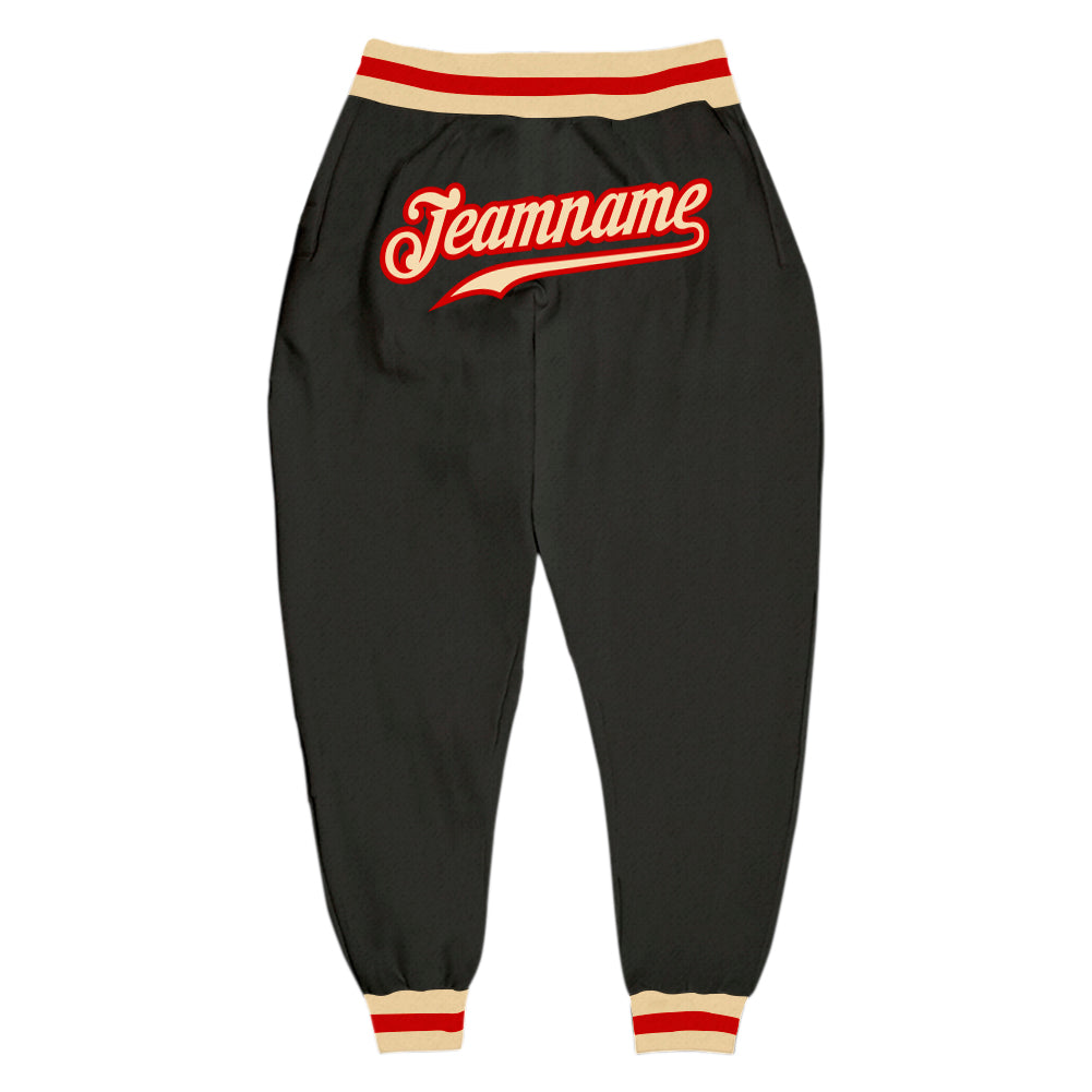 Custom Black Cream-Red Sports Pants