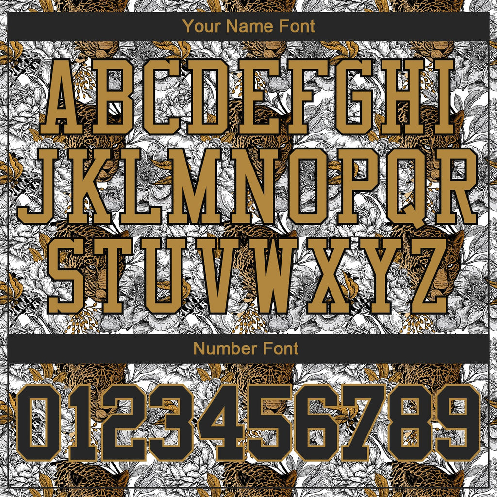 Custom Stitched Black Black-Old Gold 3D Pattern Design Leopard Sports Pullover Sweatshirt Hoodie