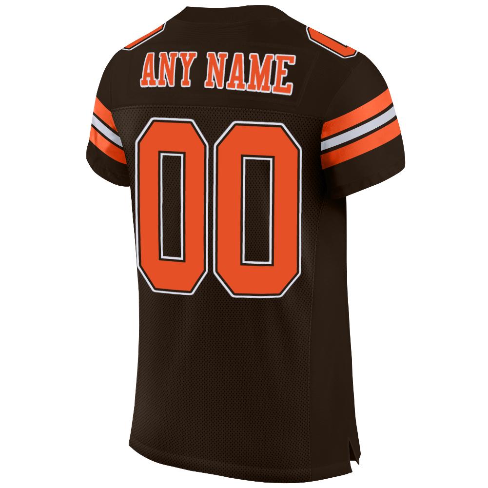 Custom Brown Orange-White Mesh Authentic Football Jersey