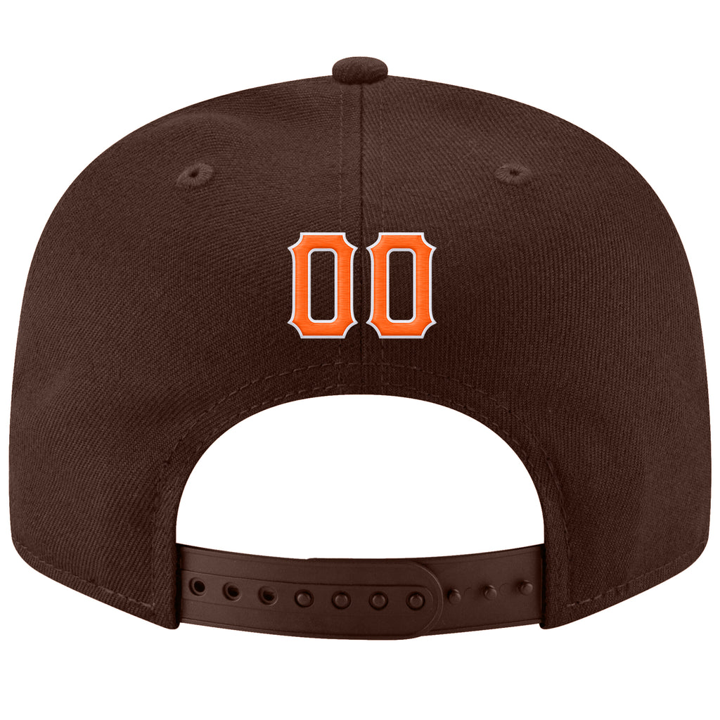 Custom Brown Orange-White Stitched Adjustable Snapback Hat
