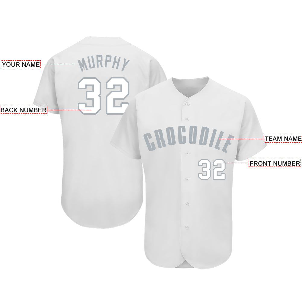 Custom White Gray Baseball Jersey