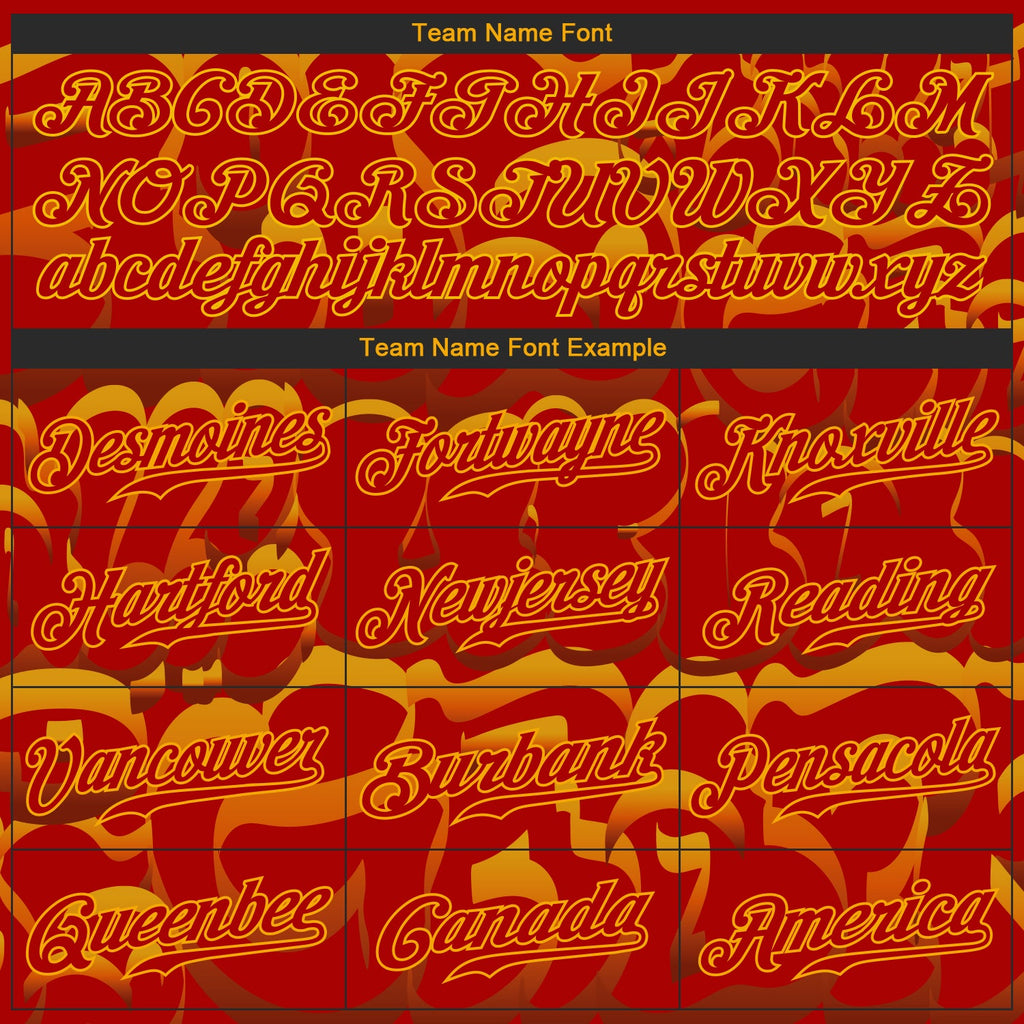 Custom Graffiti Pattern Red-Gold 3D Authentic Baseball Jersey