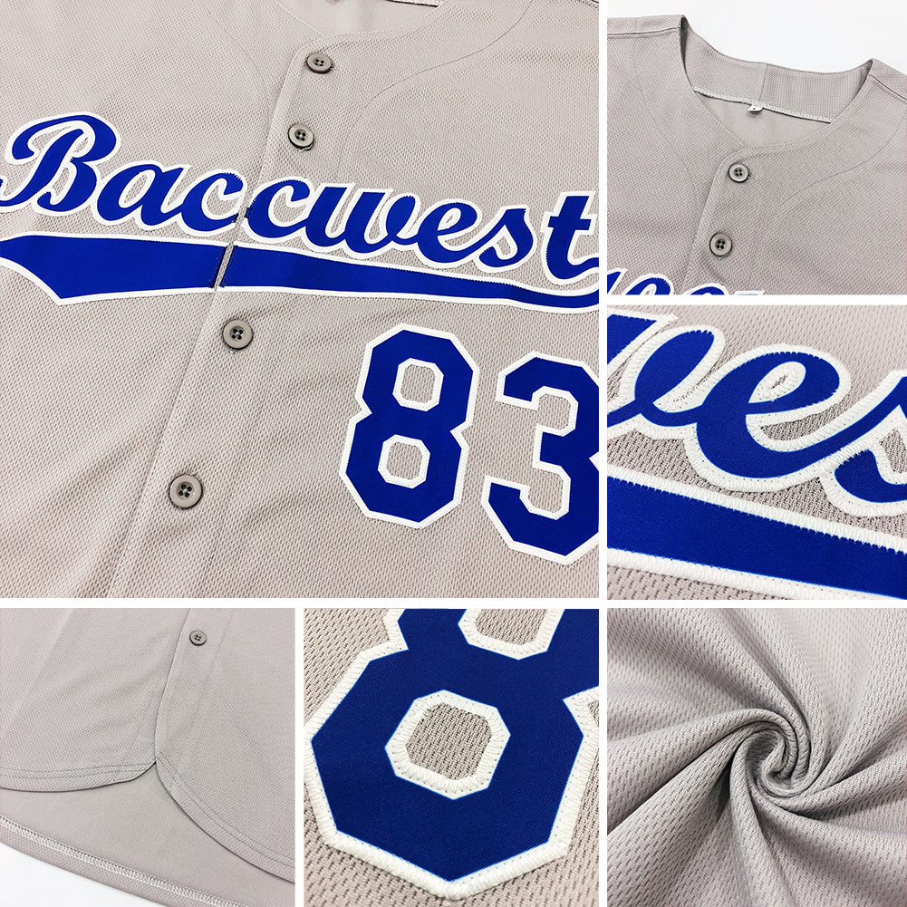 Custom Gray Gray Royal Authentic Baseball Jersey