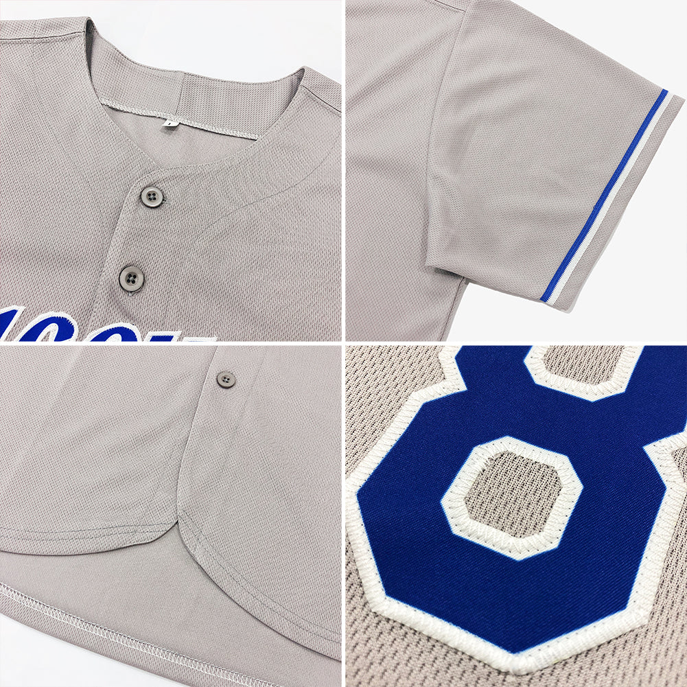 Custom Gray Navy-Teal Authentic Baseball Jersey