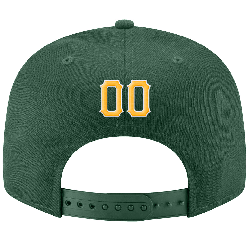 Custom Green Gold-White Stitched Adjustable Snapback Hat