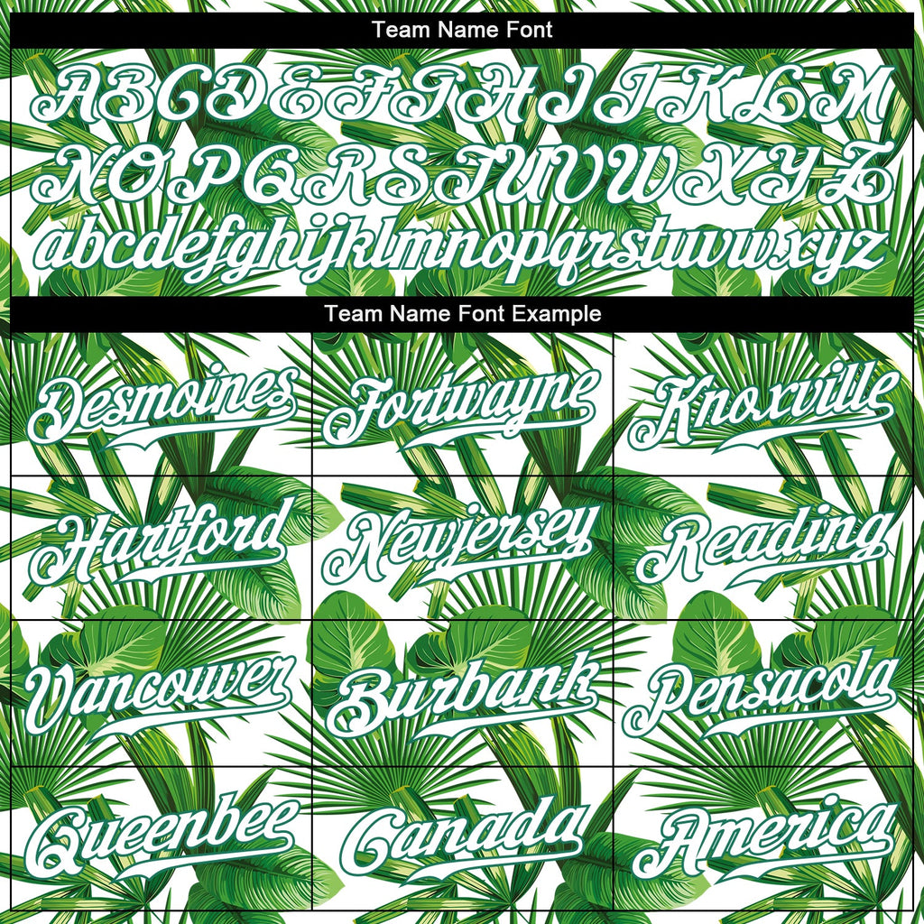 Custom Kelly Green White-Kelly Green 3D Pattern Design Tropical Palm Leaves Authentic Baseball Jersey