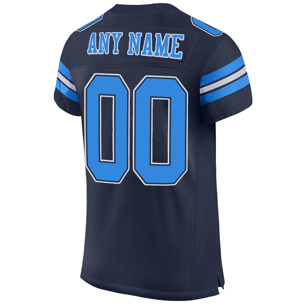 Custom Navy Powder Blue-White Mesh Authentic Football Jersey