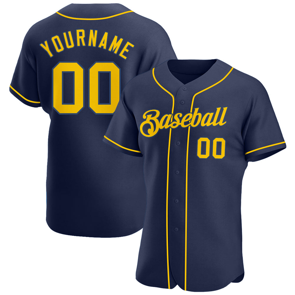 Custom Navy Gold-Navy Authentic Baseball Jersey