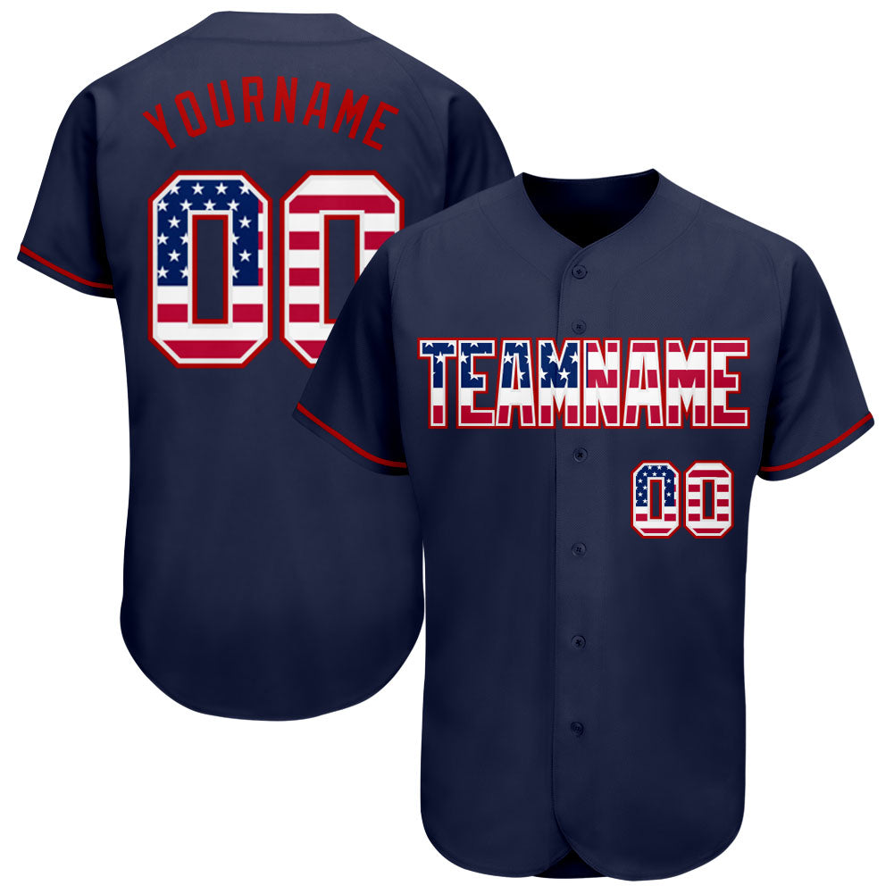 Custom Navy Vintage USA Flag-Red Authentic Baseball Jersey