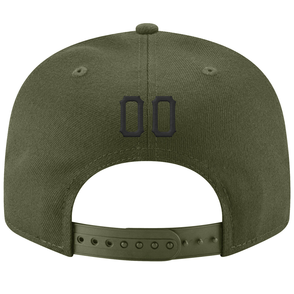 Custom Olive Black-Cream Stitched Adjustable Snapback Salute To Service Hat