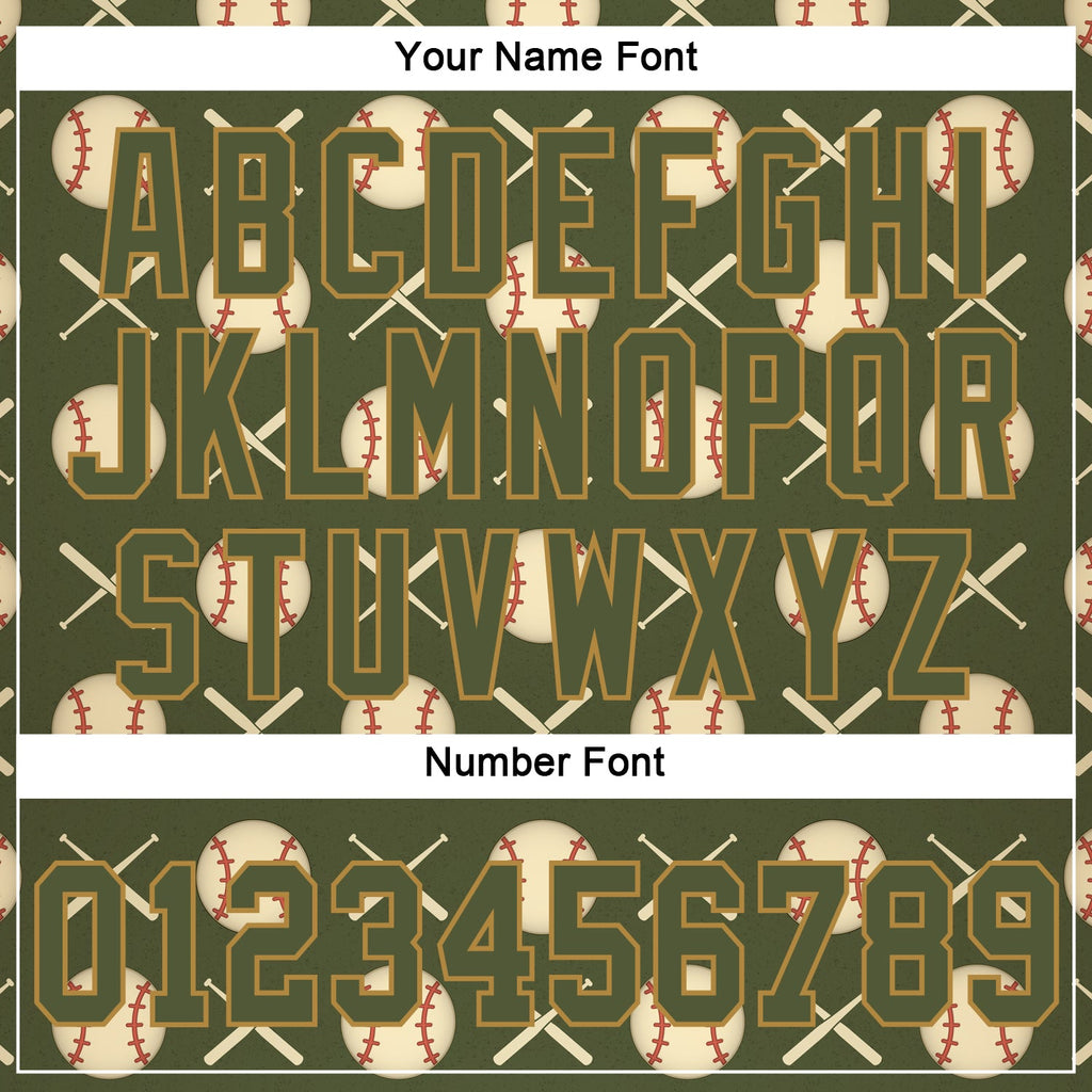 Custom Olive Olive-Old Gold 3D Pattern Design Authentic Salute To Service Baseball Jersey