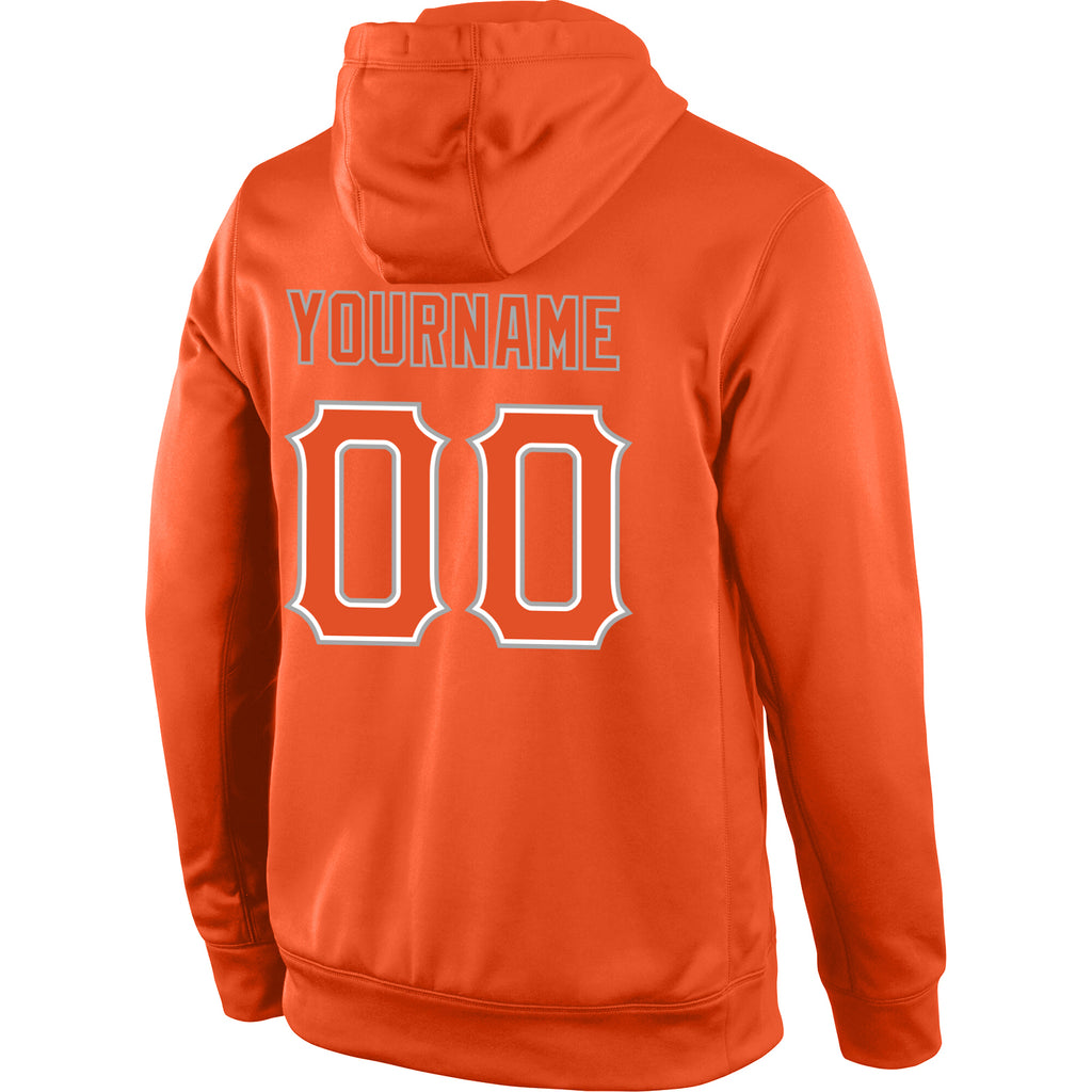 Custom Stitched Orange Orange-Gray Sports Pullover Sweatshirt Hoodie