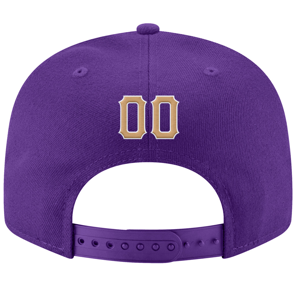 Custom Purple Old Gold-White Stitched Adjustable Snapback Hat