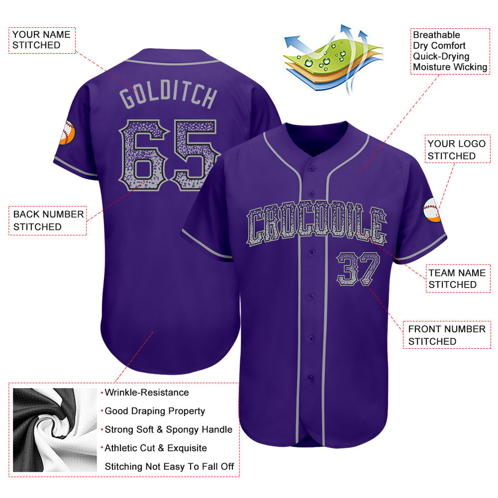 Custom Purple Gray-Black Authentic Drift Fashion Baseball Jersey