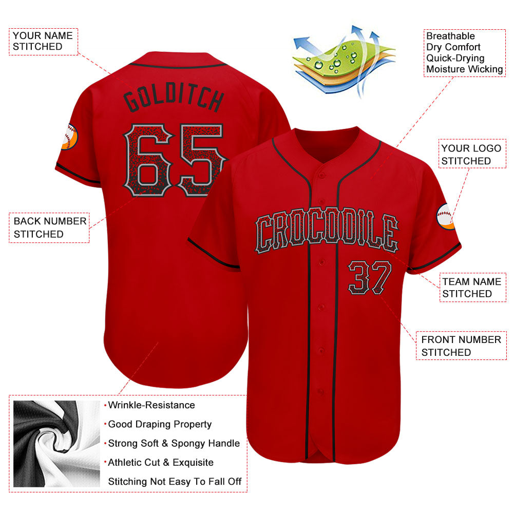 Custom Red Black-Gray Authentic Drift Fashion Baseball Jersey
