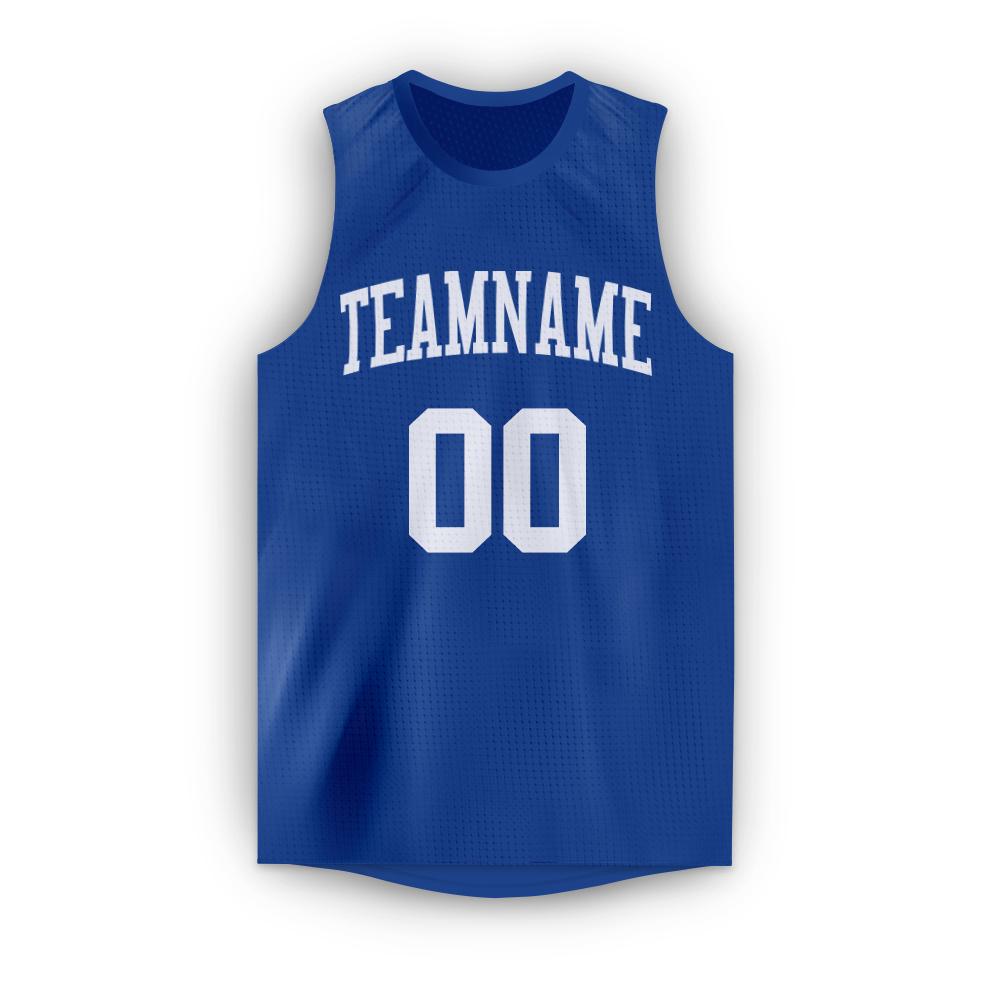 Custom Royal White Round Neck Basketball Jersey