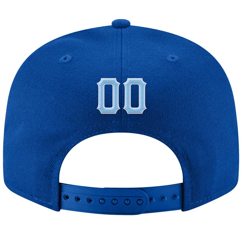 Custom Royal Light Blue-White Stitched Adjustable Snapback Hat