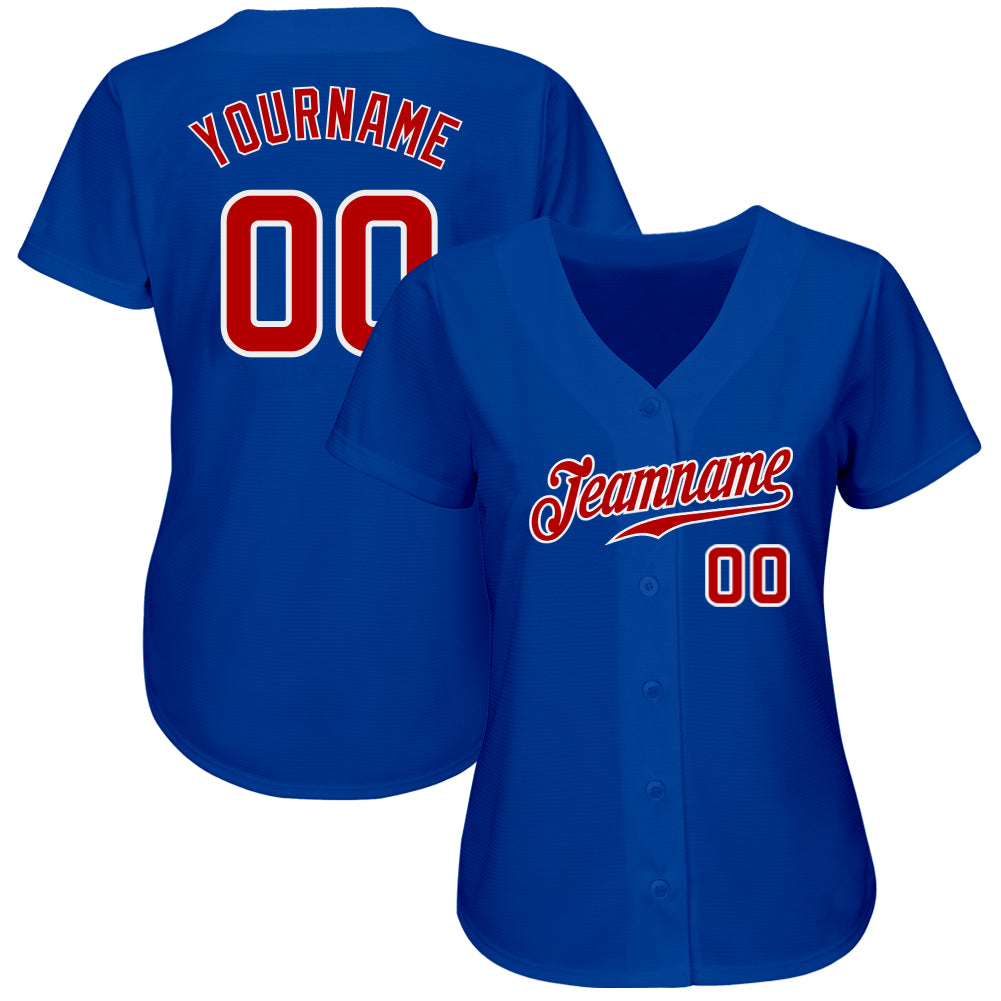 Custom Royal Red-White Authentic Baseball Jersey