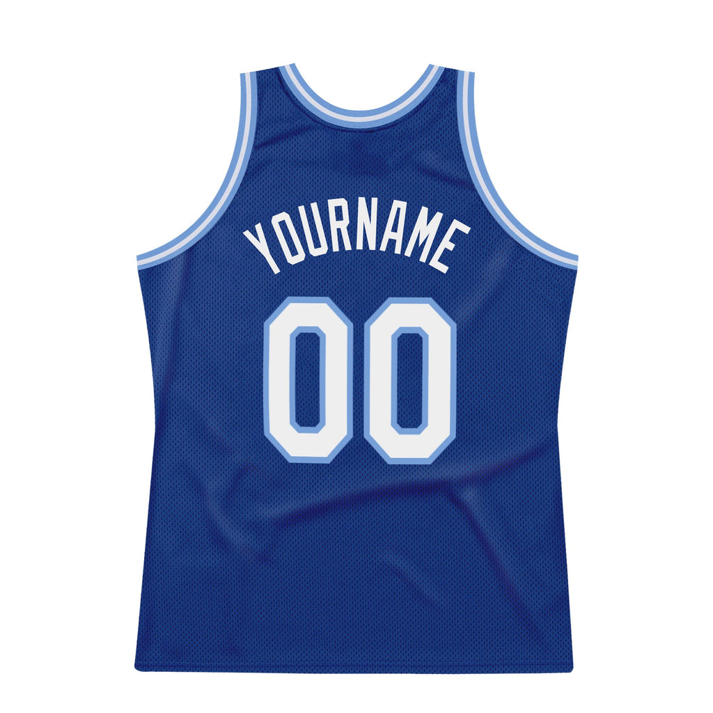 Custom Royal White-Light Blue Authentic Throwback Basketball Jersey