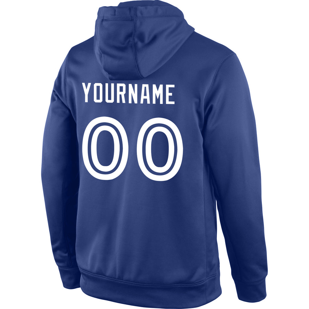 Custom Stitched Royal White Sports Pullover Sweatshirt Hoodie