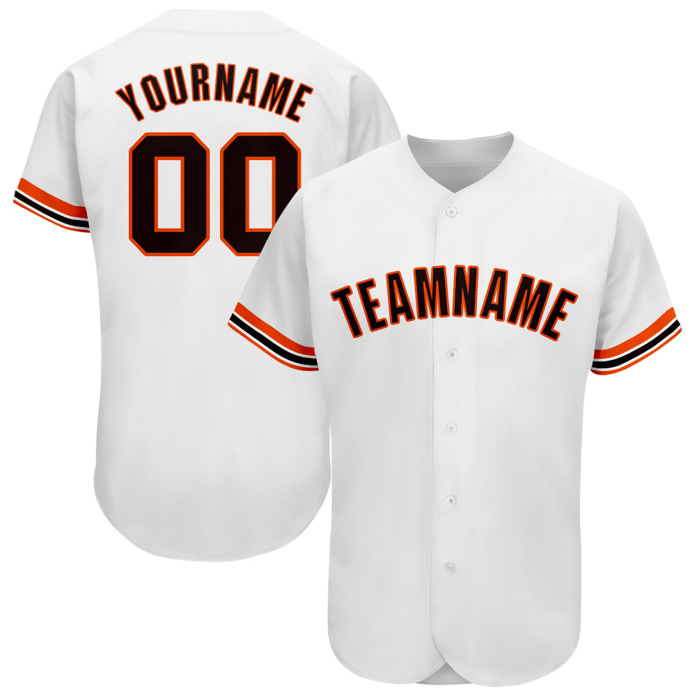 Custom White Black-Orange Baseball Jersey