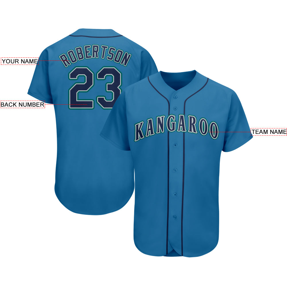 Custom Light Blue Navy-Teal Baseball Jersey