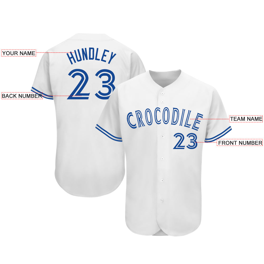 Custom White Royal Baseball Jersey