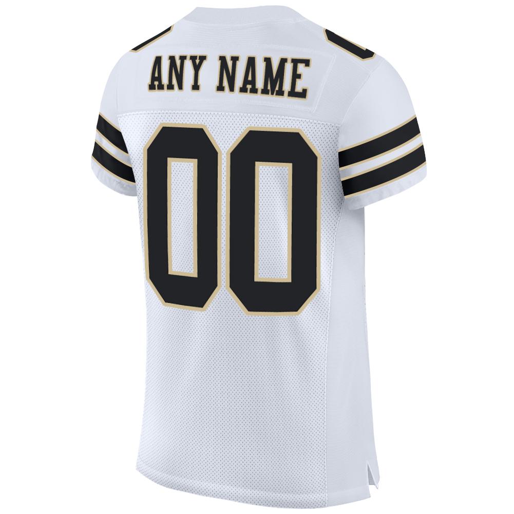 Custom White Black-Vegas Gold Mesh Authentic Football Jersey