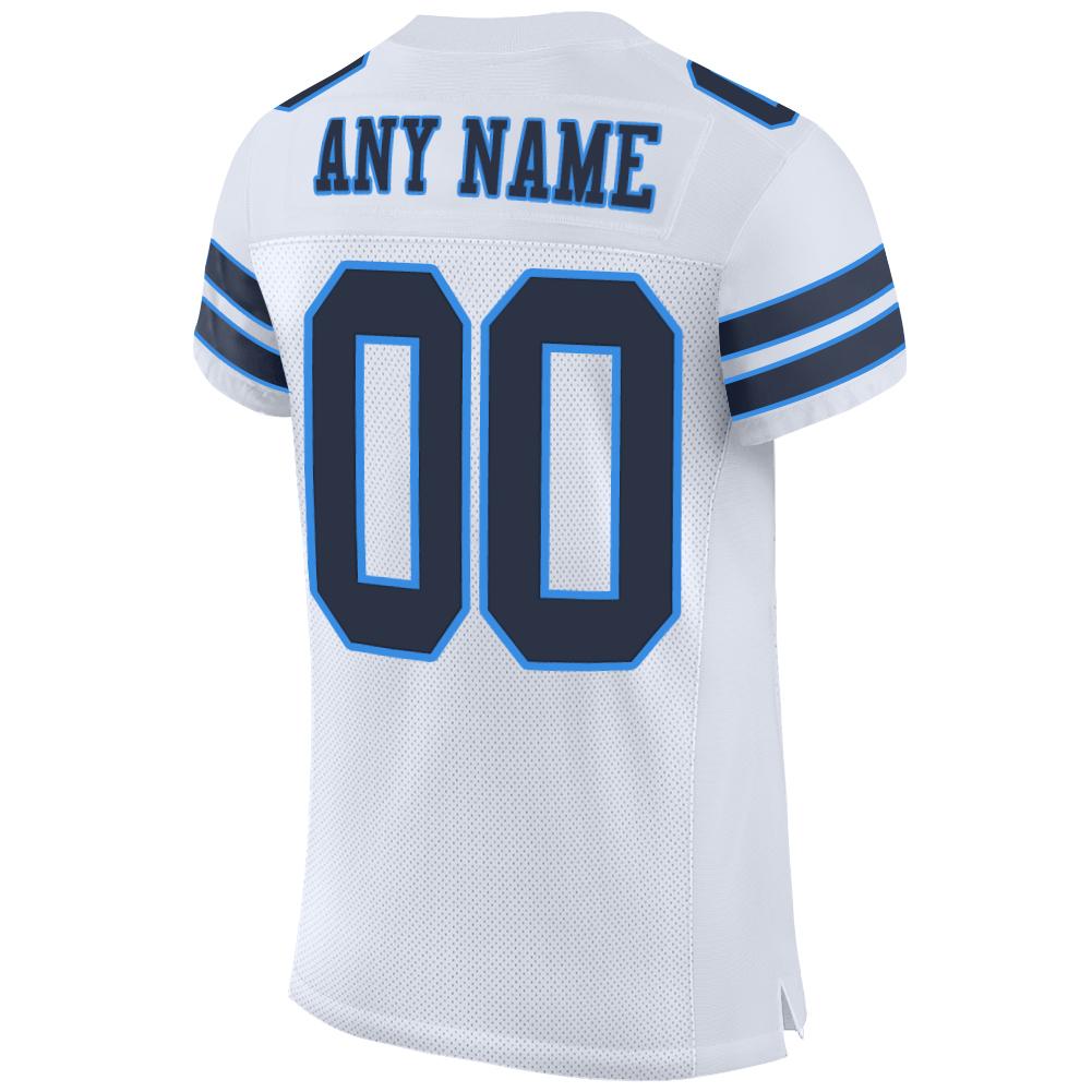 Custom White Navy-Powder Blue Mesh Authentic Football Jersey