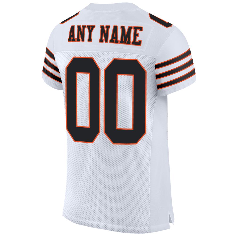 Custom White Black-Orange Mesh Authentic Football Jersey