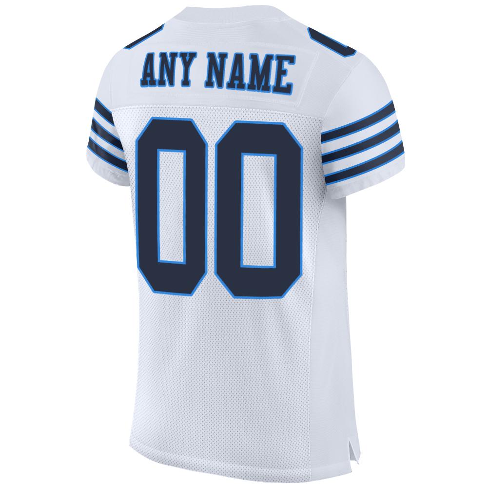 Custom White Navy-Powder Blue Mesh Authentic Football Jersey