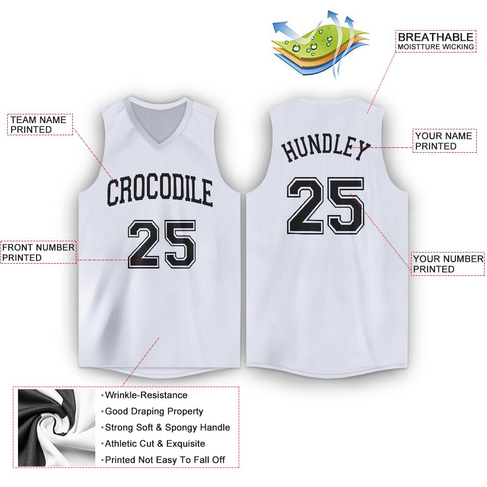 Custom White Black V-Neck Basketball Jersey