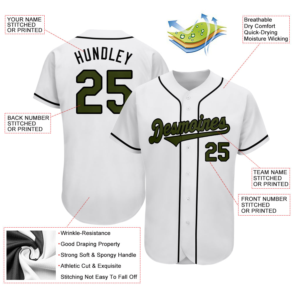 Custom White OliveBlack Authentic Memorial Day Baseball Jersey Free
