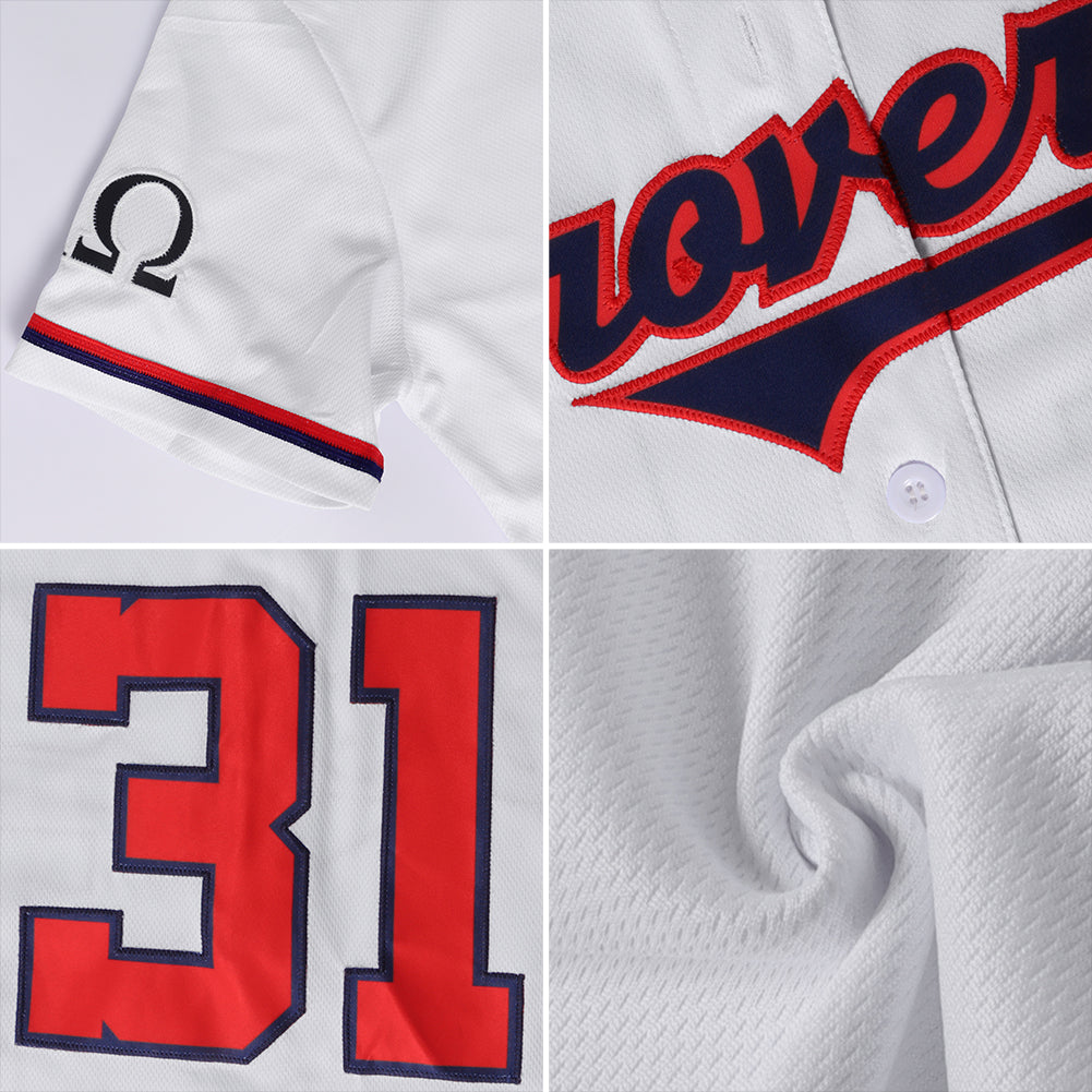 Custom White Red-Gold Authentic Baseball Jersey