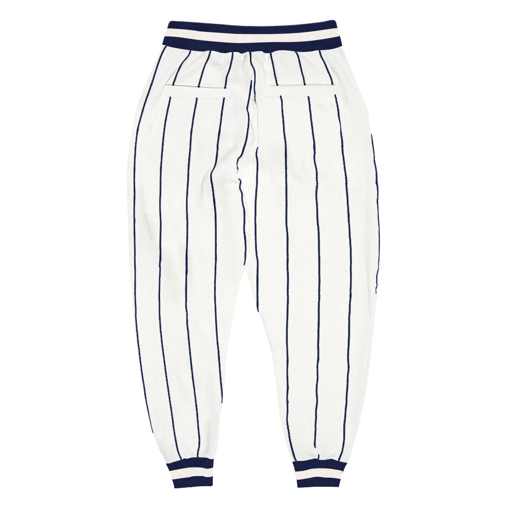 Custom White Navy Pinstripe Navy-White Sports Pants