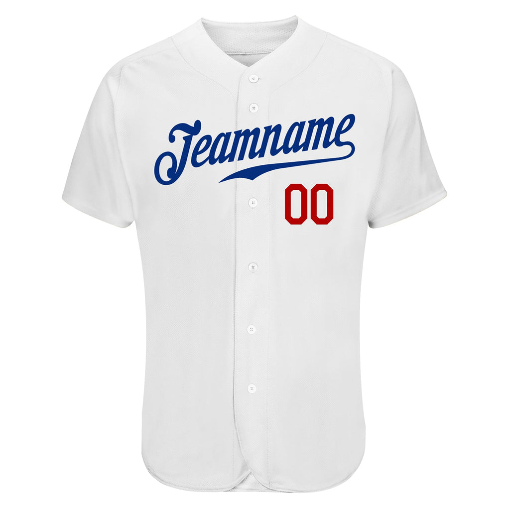 Custom White Royal-Red Authentic Baseball Jersey